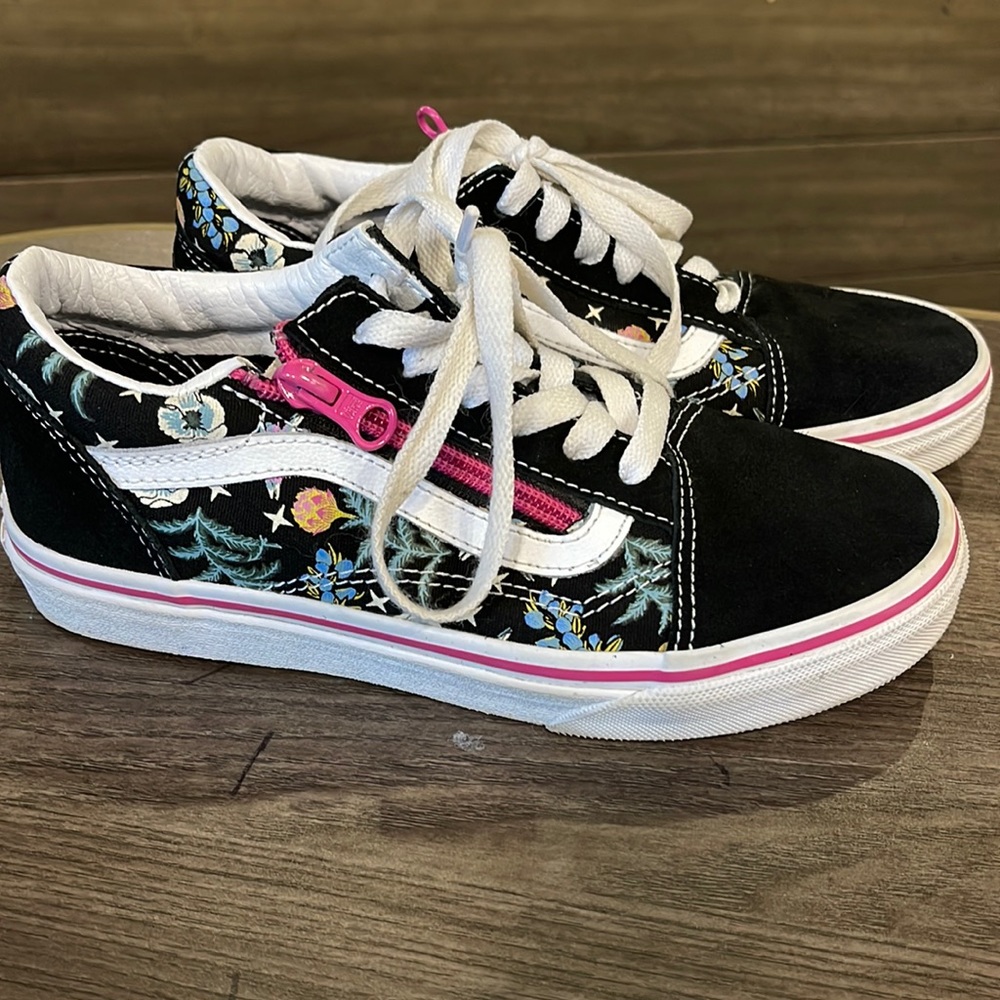 Youth size 3 vans flowered zip up sneakers